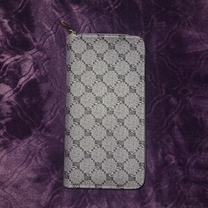 Gray Patterned Zip Wallet
